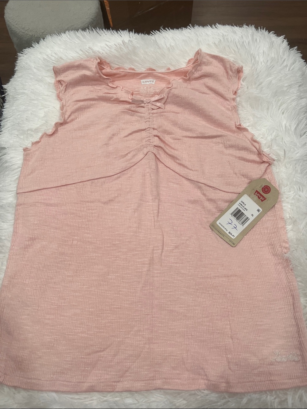 Levi's Light Pink Ruffle-Trim Cap Sleeve Top